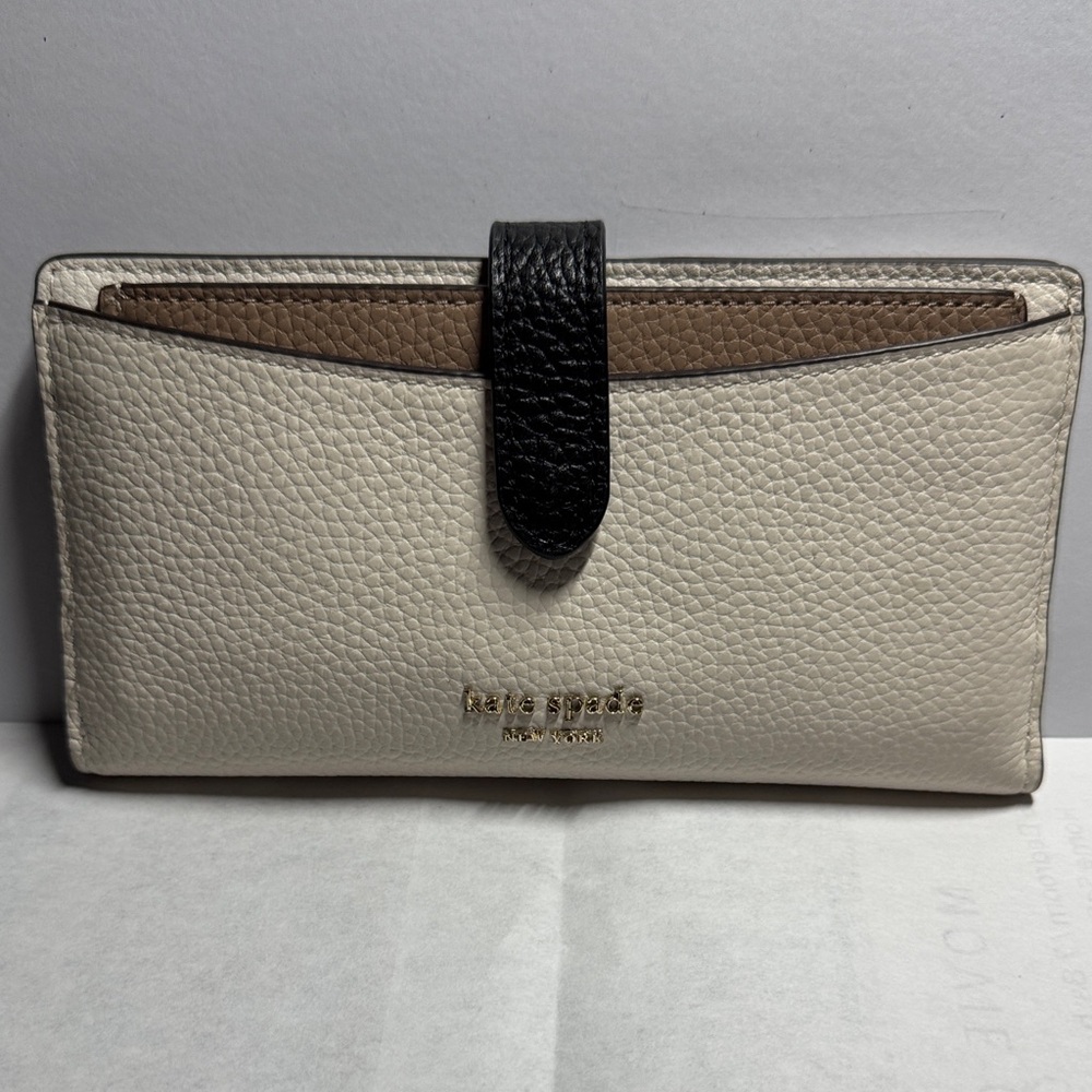 Kate Spade Hudson Cream, Tan and Black Leather Wallet